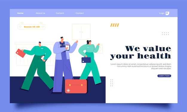 Hand drawn hospital landing page