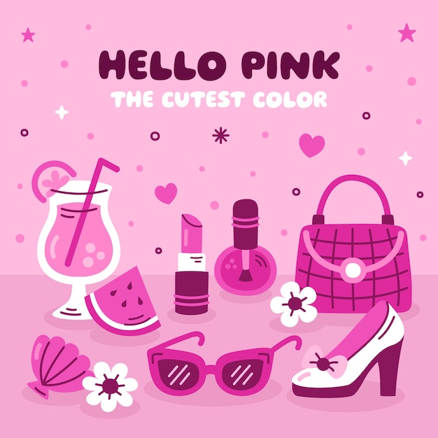 Free Vector hand drawn hot pink illustration