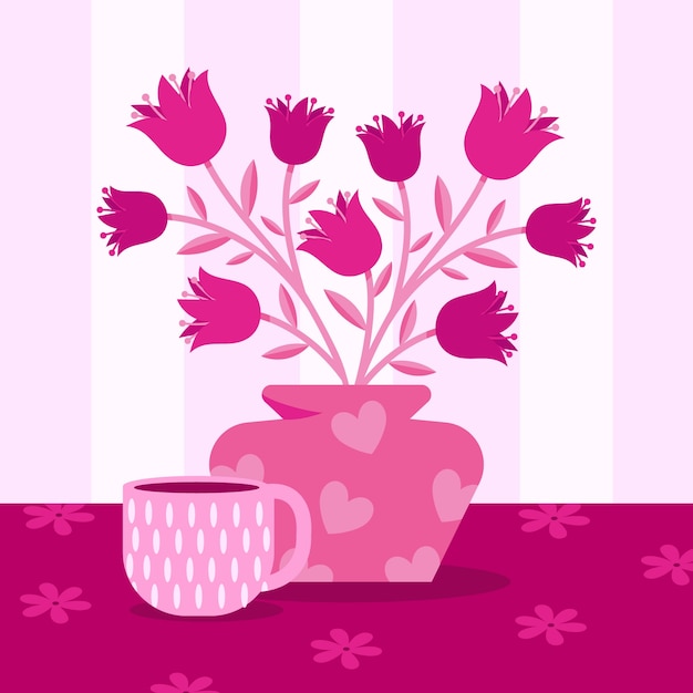 Free Vector hand drawn hot pink illustration