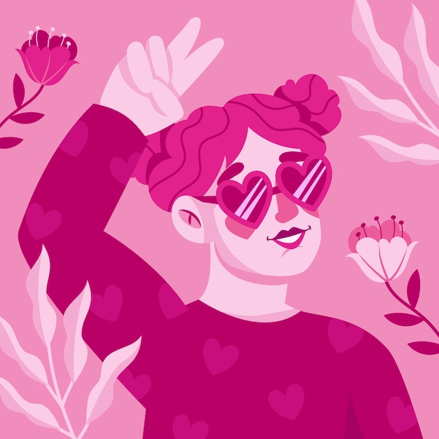 Hand drawn hot pink illustration