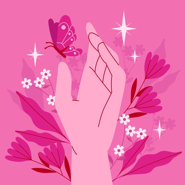 Hand drawn hot pink illustration