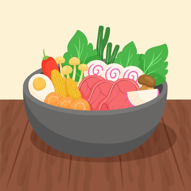 Hand drawn hot pot illustration