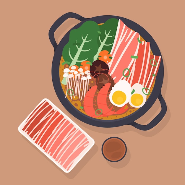 Hand drawn hot pot illustration