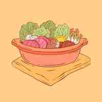 Free vector hand drawn hot pot illustration