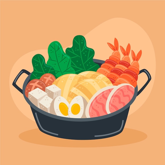 Hand-drawn hot pot illustration