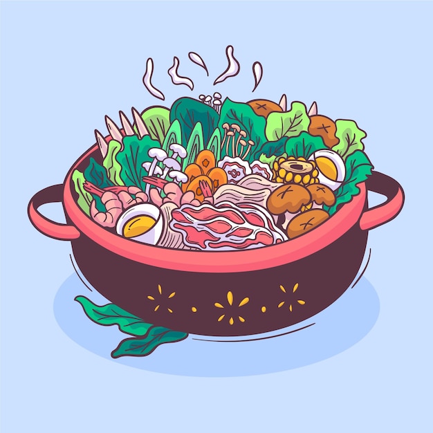 Free Vector hand-drawn hot pot illustration