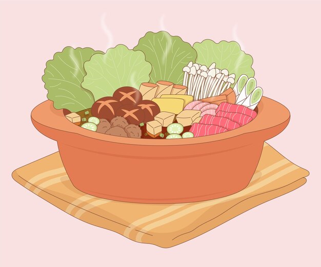 Hand drawn hot pot