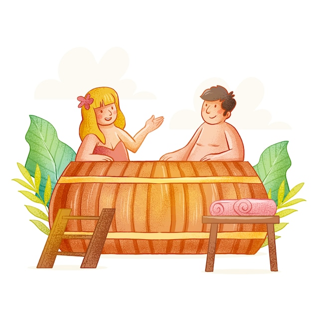 Hand drawn hot tub illustration