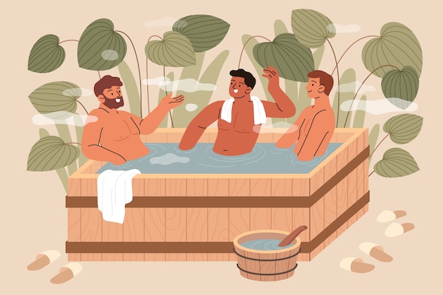 Hand drawn hot tub illustration