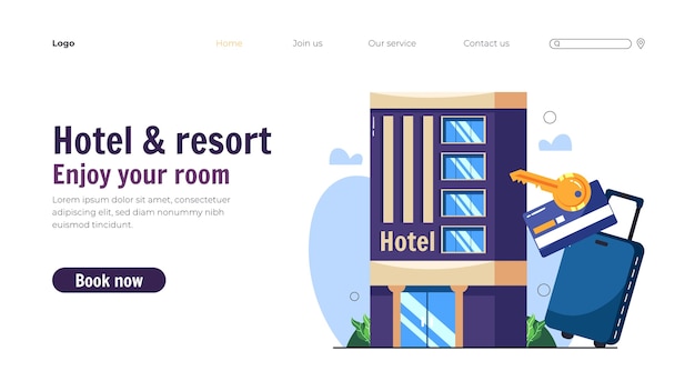 Free Vector hand drawn hotel resort landing page