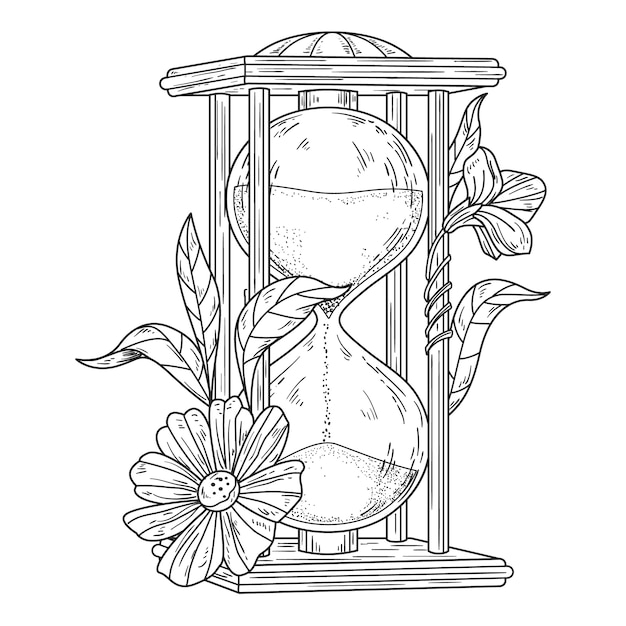 Free Vector hand drawn hourglass drawing illustration