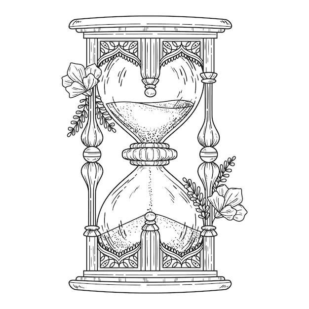 Free Vector hand drawn hourglass drawing illustration