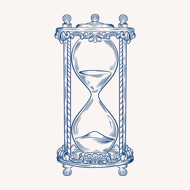 Hand drawn hourglass drawing illustration