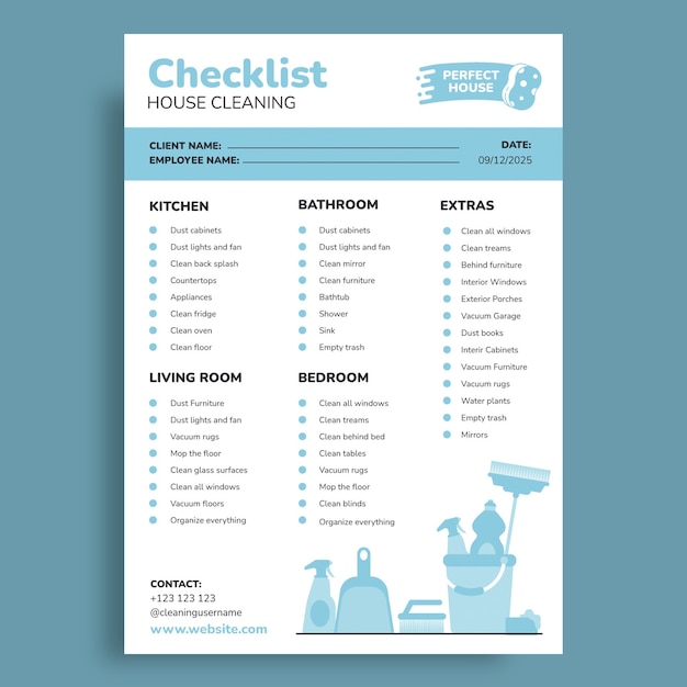 Hand drawn house cleaning services checklist