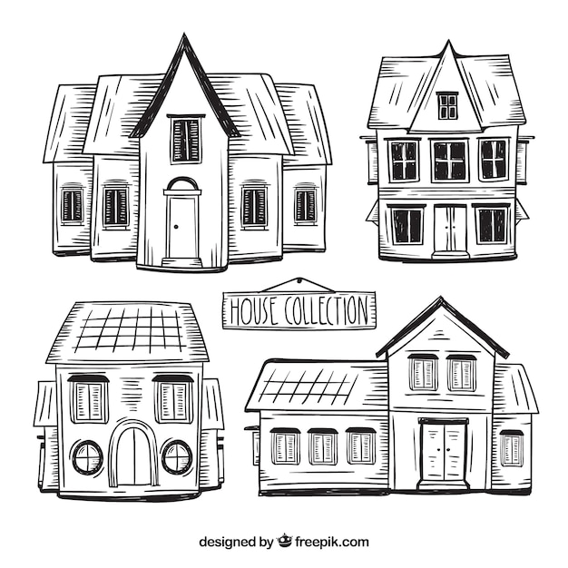 Free vector hand drawn house collection