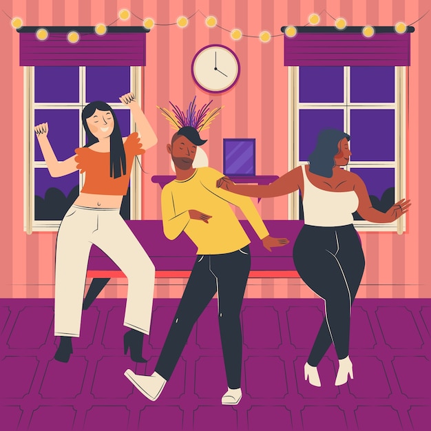 Hand drawn house party illustration