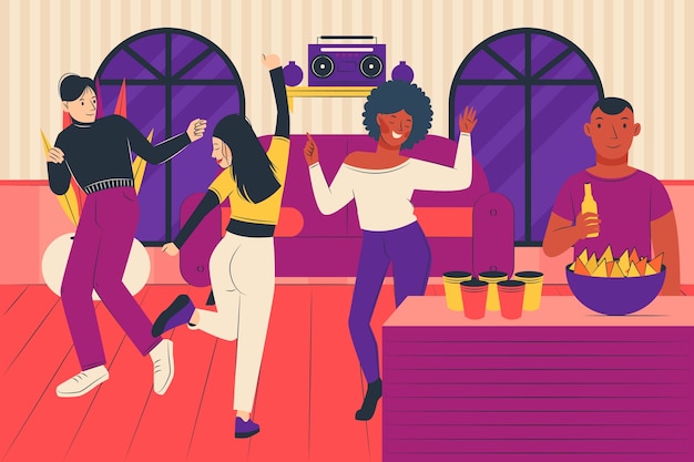 Free Vector hand drawn house party illustration