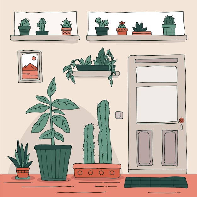 Free Vector hand drawn house plants illustration