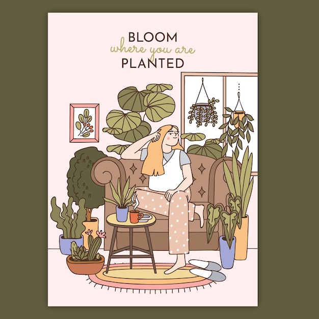 Hand drawn house plants illustration