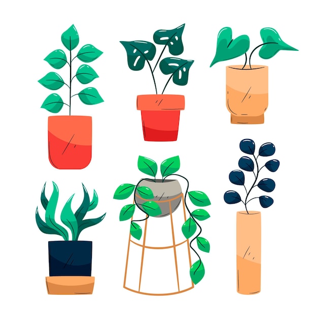 Free vector hand drawn houseplant collection