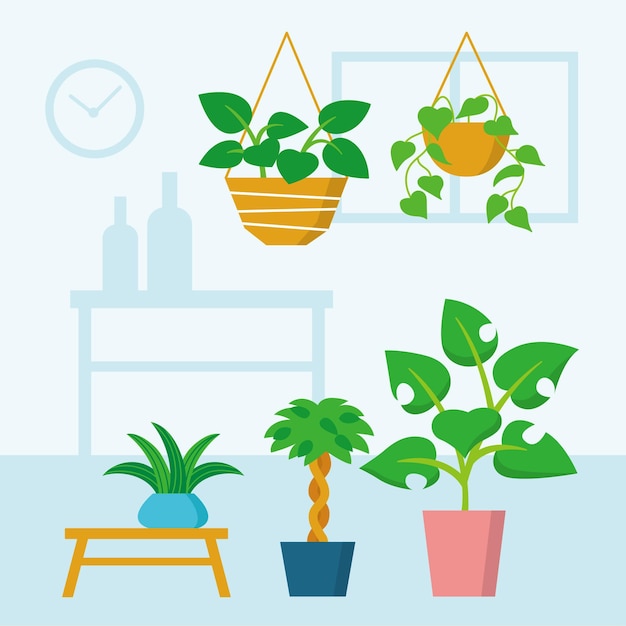 Free Vector hand drawn houseplants in pot collection