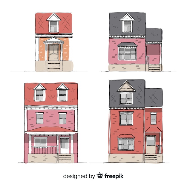 Free Vector hand drawn houses pack