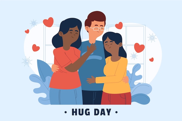 Hand drawn hug day background