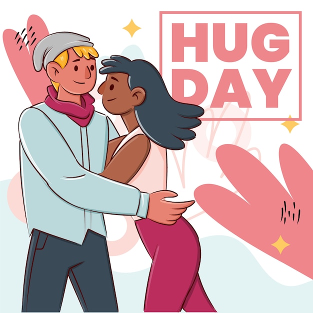 Free Vector hand drawn hug day illustration