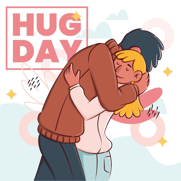 Hand drawn hug day illustration