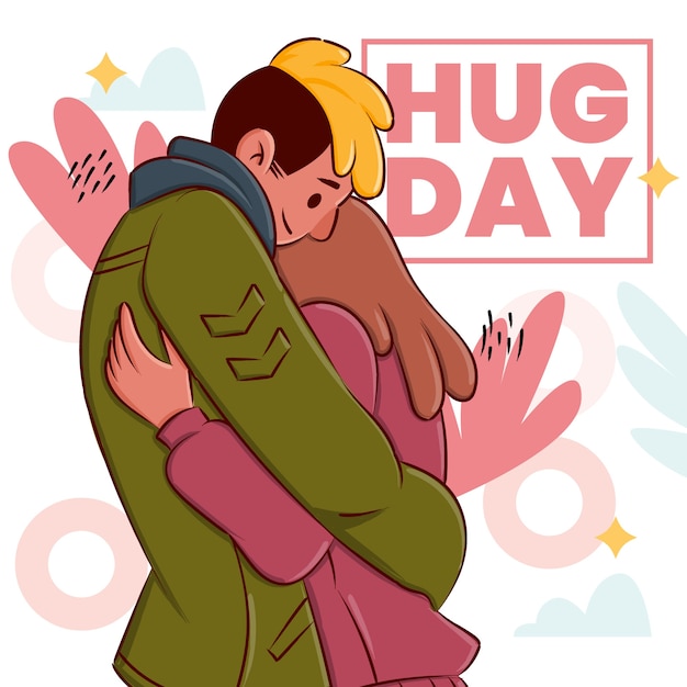 Hand drawn hug day illustration