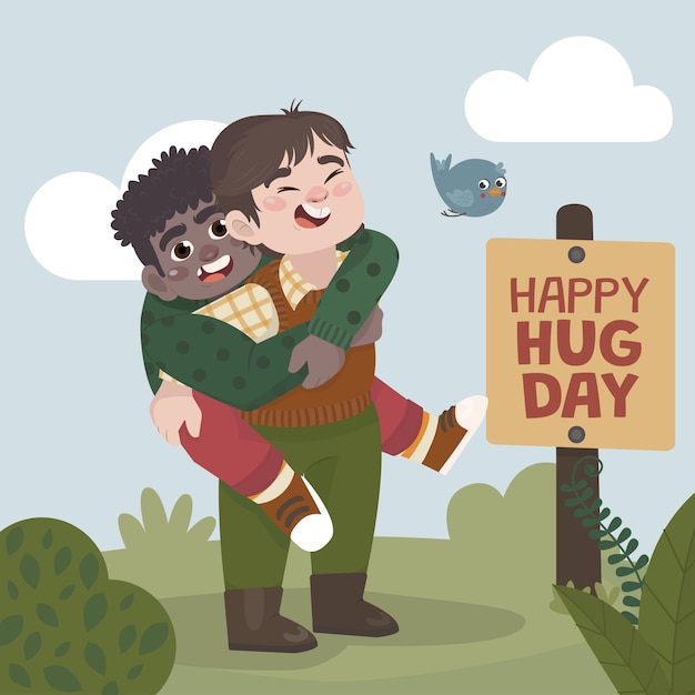 Hand drawn hug day illustration