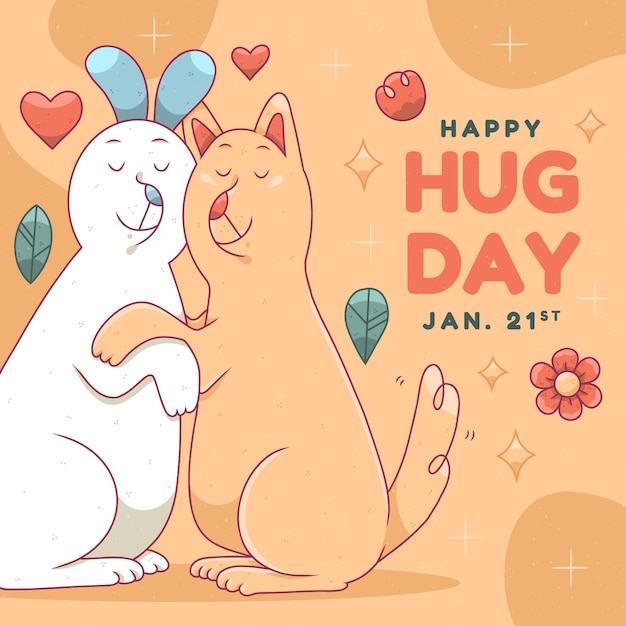 Free Vector hand drawn hug day illustration