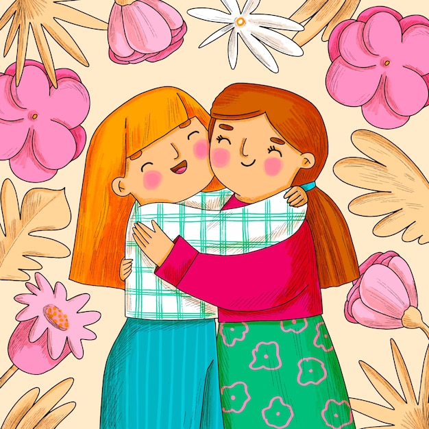 Free Vector hand drawn hug day illustration