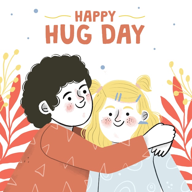 Free Vector hand drawn hug day illustration