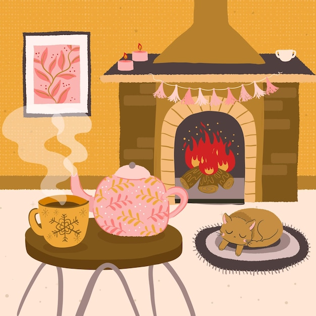 Free vector hand drawn hygge concept