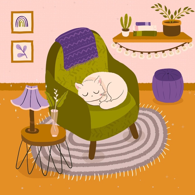 Free Vector hand drawn hygge concept