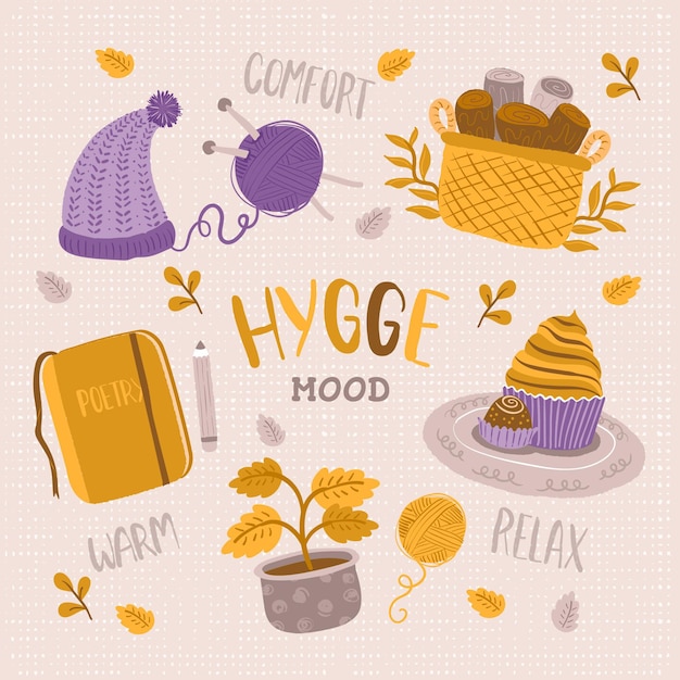 Hand drawn hygge stickers