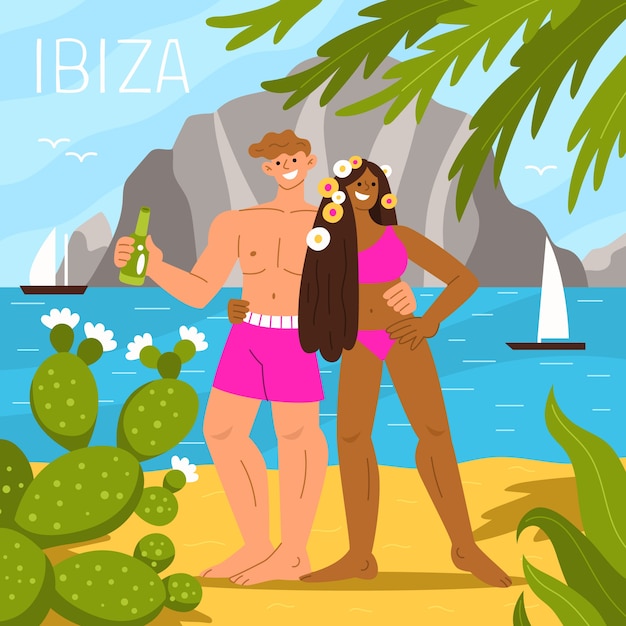 Hand drawn ibiza illustration