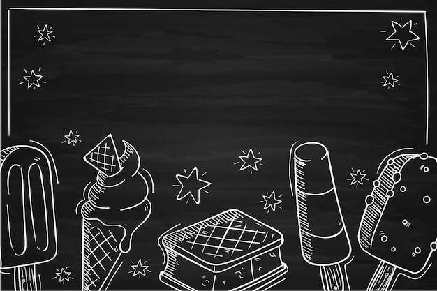 Free Vector hand drawn ice cream blackboard background