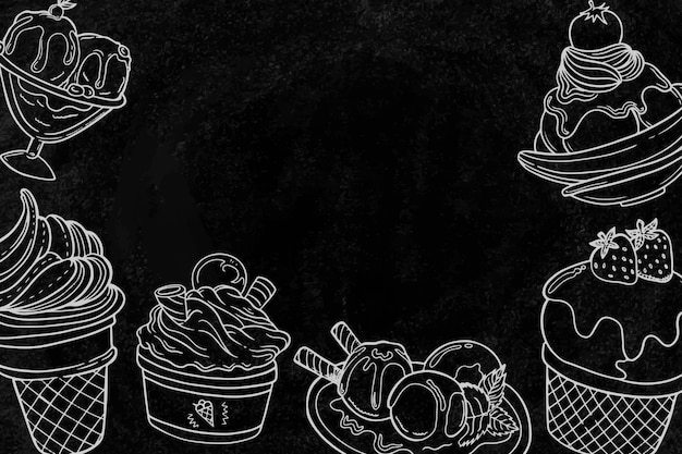 Hand drawn ice cream blackboard background