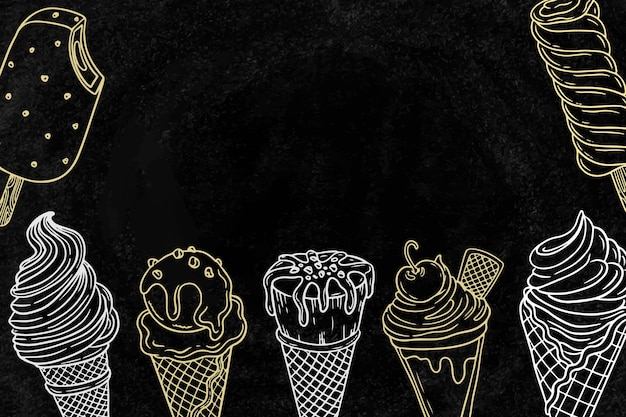 Hand drawn ice cream blackboard background