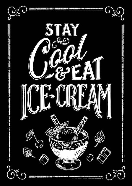 Free Vector hand drawn ice cream blackboard lettering