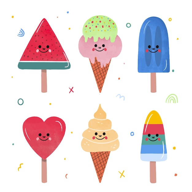 Hand drawn ice cream collection