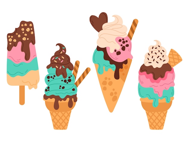 Free vector hand drawn ice cream collection