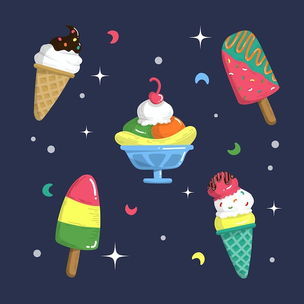 Hand drawn ice cream collection