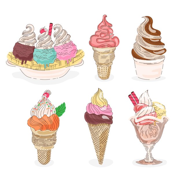 Hand drawn ice cream collection