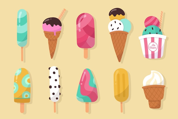 Hand drawn ice cream collection