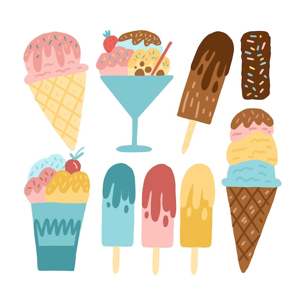 Hand drawn ice cream collection