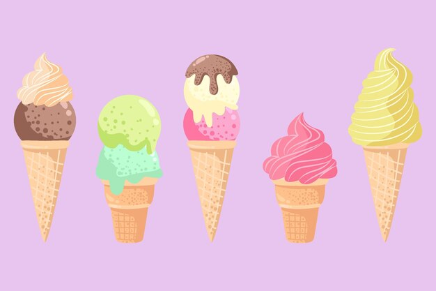 Hand drawn ice cream collection