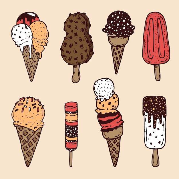 Hand drawn ice cream collection